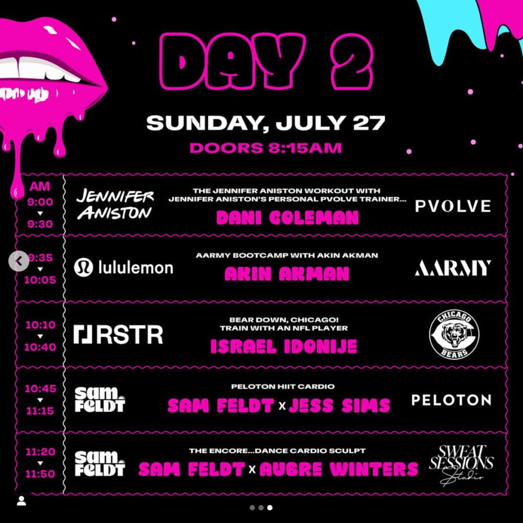 Faces of Fitness Festival Day 2 schedule. Image credit Faces of Fitness Festival.